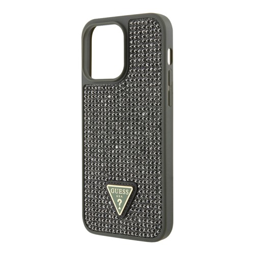 Чехол Guess Diamond Rhinestone Triangle metal logo Hard для iPhone 14 Pro Max, зеленый