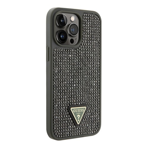 Чехол Guess Diamond Rhinestone Triangle metal logo Hard для iPhone 14 Pro Max, зеленый