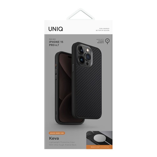 Uniq для iPhone 15 Pro Max чехол KEVA Kevlar Black (MagSafe)