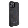 BMW для iPhone 15 чехол GripStand M-Collection PU Carbon eff Tricolor Hard Black