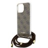 Guess для iPhone 15 Pro Max чехол Crossbody PC/TPU 4G Hard + Nylon cord Brown
