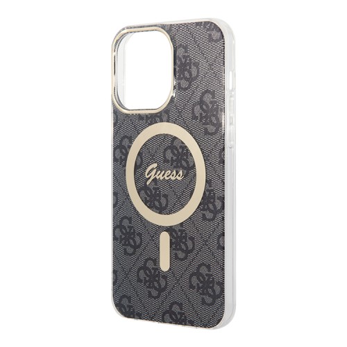 Guess для iPhone 15 Pro чехол PC/TPU 4G Hard Black/Gold (MagSafe)