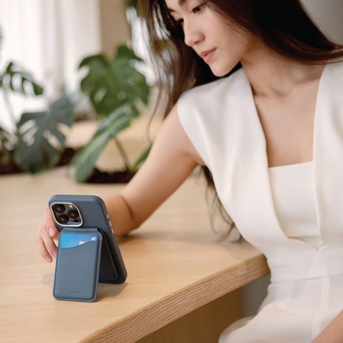 Uniq магнитный бумажник COEHL ESME Magnetic cardholder with Mirror and Stand Sapphire Blue