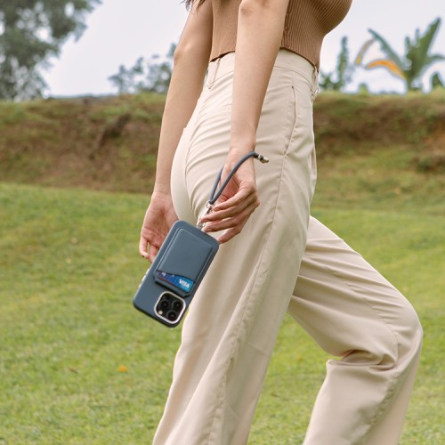 Uniq магнитный бумажник COEHL ESME Magnetic cardholder with Mirror and Stand Sapphire Blue