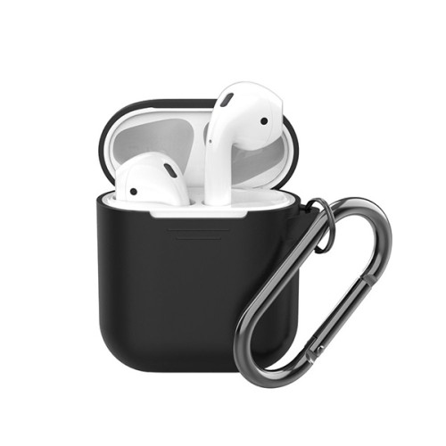 Чехол Deppa для AirPods 1/2 с карабином, черный