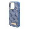 Guess для iPhone 16 Pro чехол PU-кожа 4G Plate metal logo Blue (MagSafe)