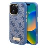 Guess для iPhone 16 Pro чехол PU-кожа 4G Plate metal logo Blue (MagSafe)