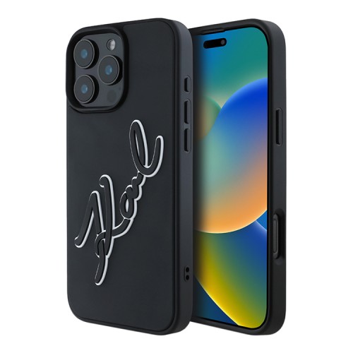 Karl Lagerfeld для iPhone 16 Pro чехол 3D Rubber Bicolor Signature Black