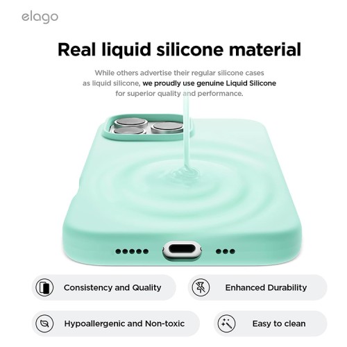 Elago для iPhone 16 Pro чехол Soft silicone (Liquid) Aqua Sky