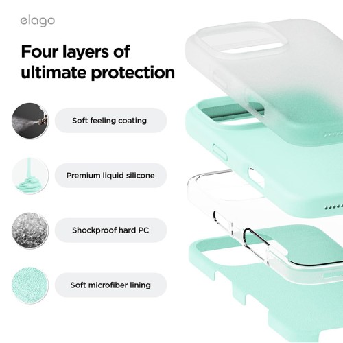 Elago для iPhone 16 Pro чехол Soft silicone (Liquid) Aqua Sky