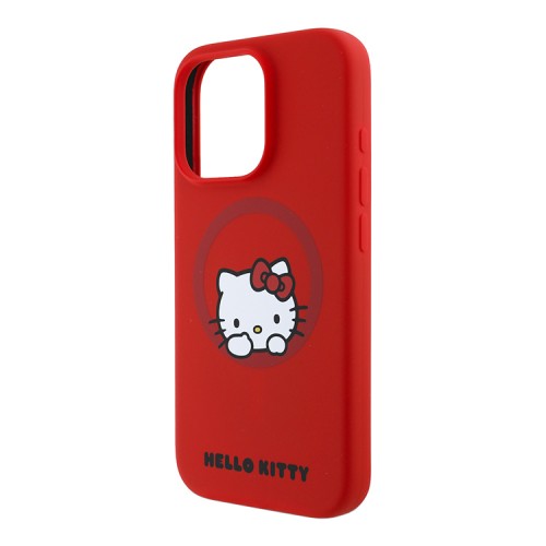 Hello Kitty для iPhone 16 Pro Max чехол Liquid silicone Sweet Kitty Hard Red (MagSafe)