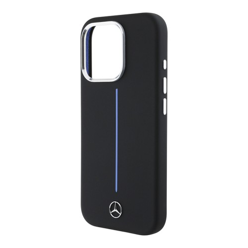 Mercedes для iPhone 16 Pro Max чехол Liquid silicone Vertical stripe Black (MagSafe)