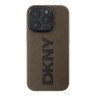DKNY для iPhone 16 Pro Max чехол PU Plain leather Logo imprint Hard Brown (MagSafe)