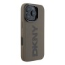 DKNY для iPhone 16 Pro Max чехол PU Plain leather Logo imprint Hard Brown (MagSafe)