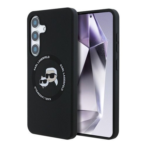 Karl Lagerfeld для Galaxy S25 чехол Liquid Silicone NFT Karl & Choupette Head Hard Black (MagSafe)