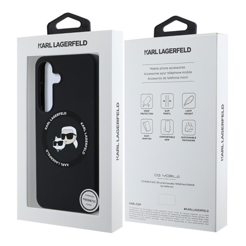 Karl Lagerfeld для Galaxy S25 чехол Liquid Silicone NFT Karl & Choupette Head Hard Black (MagSafe)