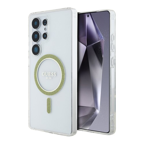 Guess для Galaxy S25 Ultra чехол PC/TPU Glitter Circle Hard Transparent (MagSafe)