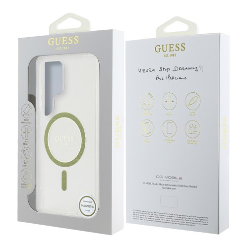 Guess для Galaxy S25 Ultra чехол PC/TPU Glitter Circle Hard Transparent (MagSafe)