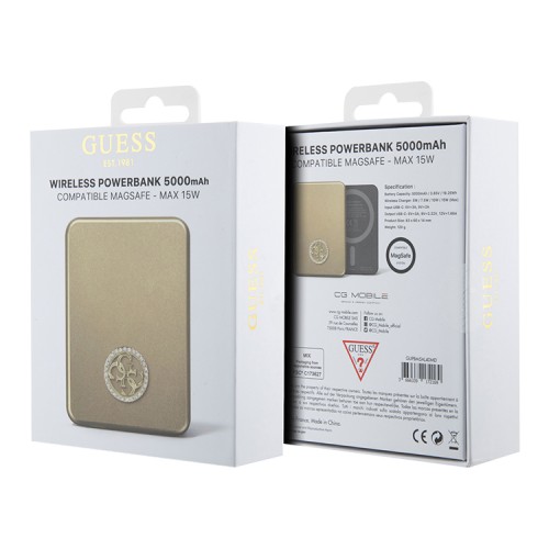 Guess АКБ MagSafe with 4G Diamond logo 5000 mAh 15W Gold