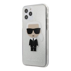 Чехол Lagerfeld iIkonik Karl Hard Glitter для iPhone 12 | 12 Pro, Silver