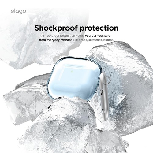 Elago для AirPods 4 чехол Clear Hang case Aqua Blue