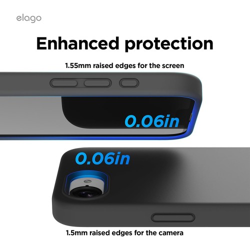 Elago для iPhone 16e чехол Soft silicone (Liquid) Black (MagSafe)