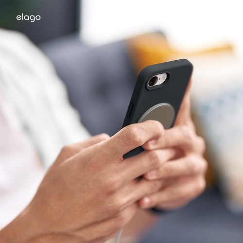Elago для iPhone 16e чехол Soft silicone (Liquid) Black (MagSafe)