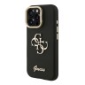 Guess для iPhone 16 Pro чехол PU Grained leather 4G Big metal logo and Camera Stand Hard Black