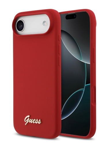 Guess для iPhone Air чехол Liquid silicone Gold metal logo Hard Magenta (MagSafe)