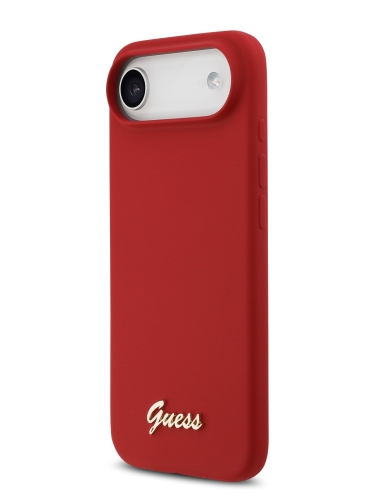 Guess для iPhone Air чехол Liquid silicone Gold metal logo Hard Magenta (MagSafe)