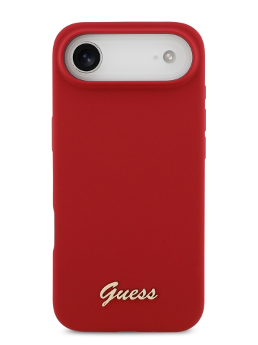 Guess для iPhone Air чехол Liquid silicone Gold metal logo Hard Magenta (MagSafe)