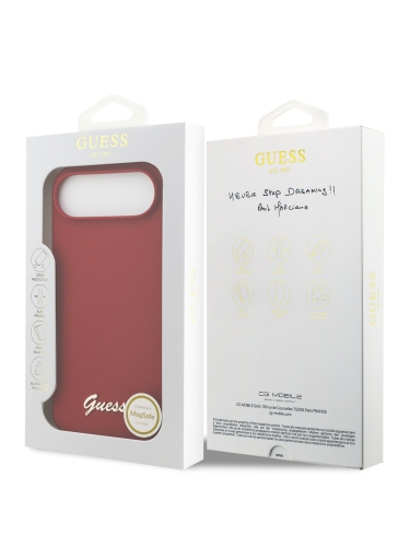 Guess для iPhone Air чехол Liquid silicone Gold metal logo Hard Magenta (MagSafe)