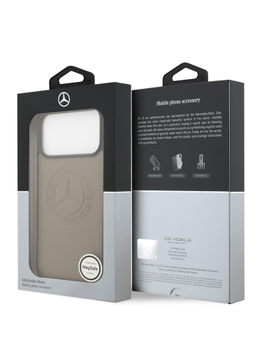 Mercedes для iPhone 17 Pro Max чехол Leather Vintage Round Debossed Logo Hard Taupe (MagSafe)