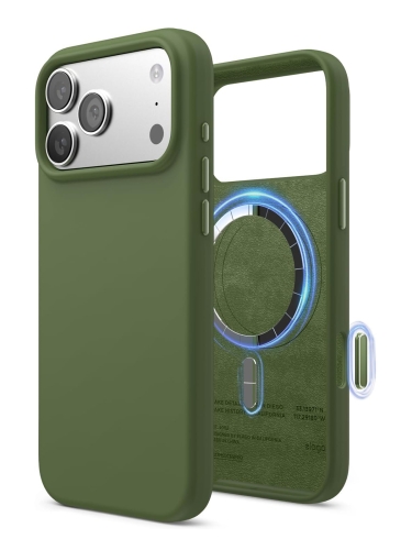 Elago для iPhone 17 Pro Max чехол Magnetic Silicone Cedar Green (MagSafe)