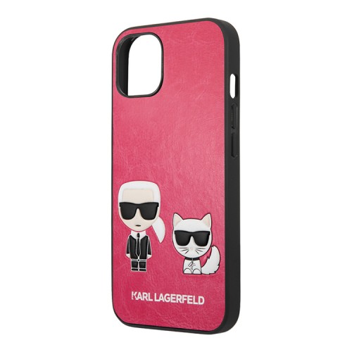 Чехол Karl Lagerfeld PU Karl & Choupette Hard для iPhone 13, фуксия