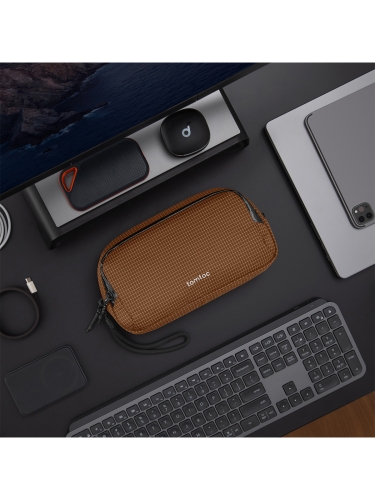 Tomtoc Travel сумка для аксессуаров Light-T12 Electronic Accessory Pouch M 1.8L Brown