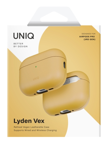 Uniq для Airpods Pro 3 чехол Lyden Vex Leatherette Canary Yellow