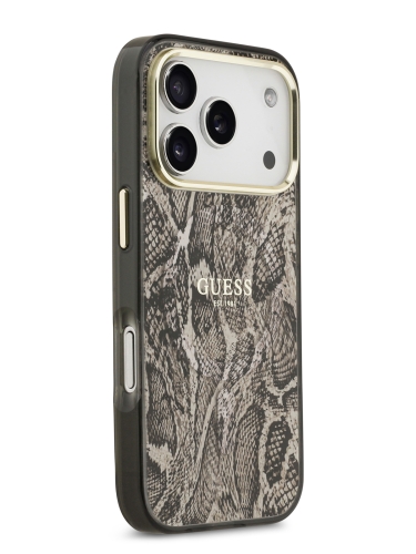 Guess для iPhone 17 Pro чехол IML Phyton Metal Cam Hard Brown (MagSafe)