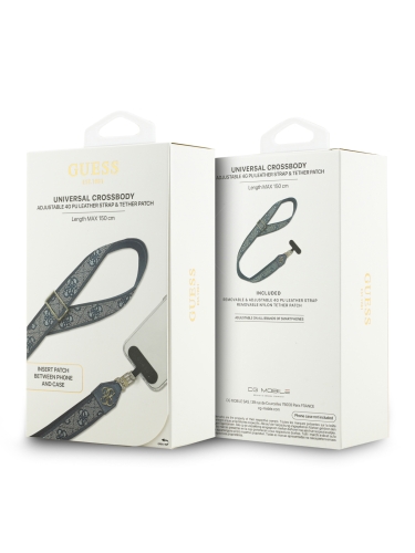 Guess шнурок на шею Universal Crossbody PU Strap 4G Big metal Logo + Smartphone patch Blue