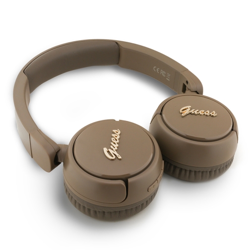 Guess наушники беспроводные накладные Bluetooth HP Round with Script Metal Logo Brown