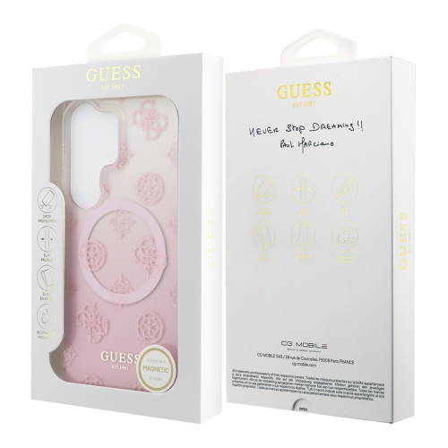 Guess для Galaxy S26 Ultra чехол IML Peony Glitter Metal cam Hard Pink (MagSafe)