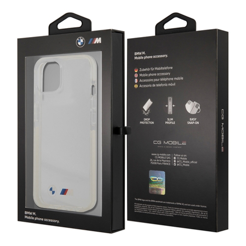 Чехол BMW M-Collection Transparent Hard TPE edges для iPhone 13, белая рамка