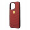 Кожаный чехол Ferrari Quilted with metal logo Hard для iPhone 13 Pro, красный