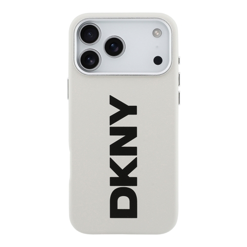 DKNY для iPhone 17 Pro чехол PU Full Wrapped leather Verical logo Metal Cam Hard White (MagSafe)