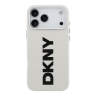 DKNY для iPhone 17 Pro чехол PU Full Wrapped leather Verical logo Metal Cam Hard White (MagSafe)