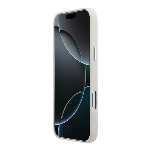 DKNY для iPhone 17 Pro чехол PU Full Wrapped leather Verical logo Metal Cam Hard White (MagSafe)