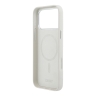 DKNY для iPhone 17 Pro чехол PU Full Wrapped leather Verical logo Metal Cam Hard White (MagSafe)