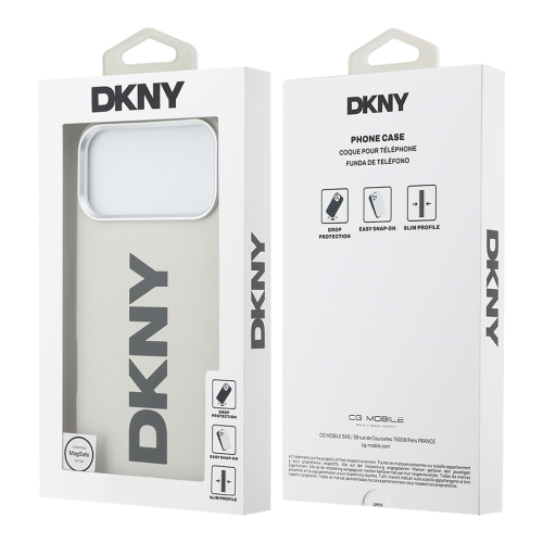 DKNY для iPhone 17 Pro чехол PU Full Wrapped leather Verical logo Metal Cam Hard White (MagSafe)