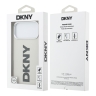 DKNY для iPhone 17 Pro чехол PU Full Wrapped leather Verical logo Metal Cam Hard White (MagSafe)