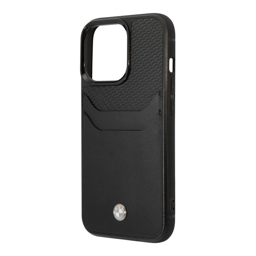 Кожаный чехол BMW Signature leather with cardslot Hard для iPhone 14 Pro Max, черный